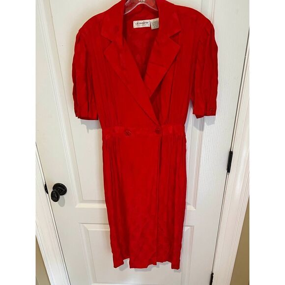 Vintage Liz Claiborne 100% silk red dress size 4 - Picture 2 of 10